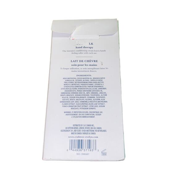 CRABTREE & EVELYN Goat Milk Hand Therapy Cream FSz  *NEW BOXED* Minor Box Damage - Picture 4 of 7